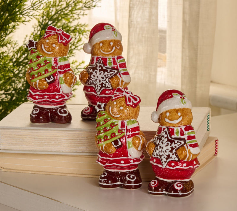 4-Piece Ceramic Gingerbread Salt & Pepper Set by Valerie — Main view