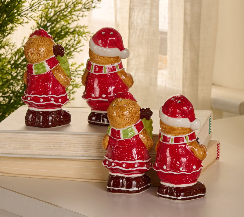 4-Piece Ceramic Gingerbread Salt & Pepper Set by Valerie — View 2