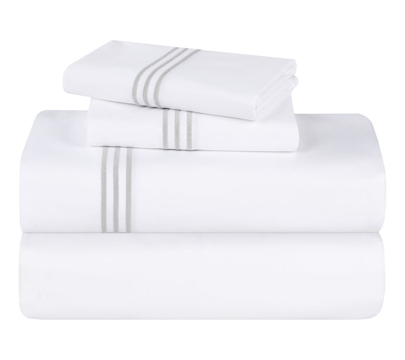 Superior Chain Links Cotton Embroidered Bed Sheet Set-Queen — Main view