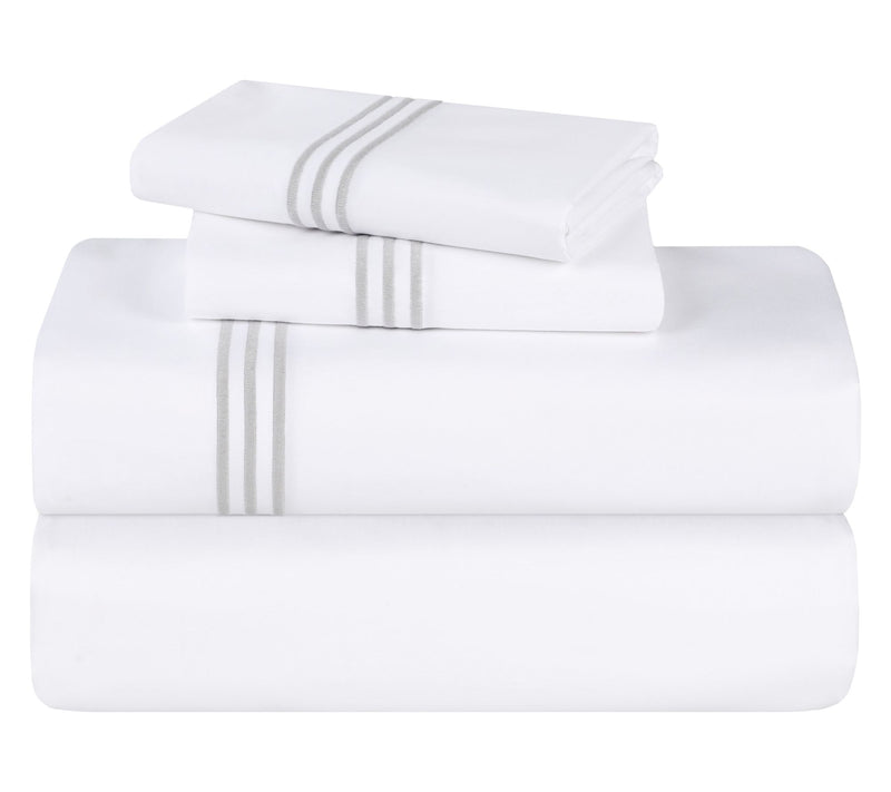 Superior Brandon Cotton Embroidered Bed Sheet Set -Full — Main view