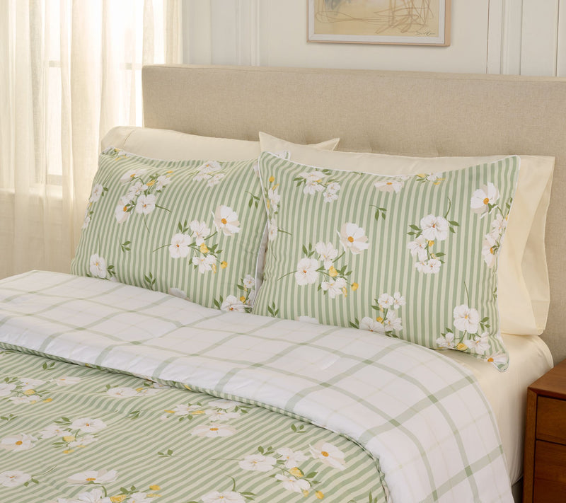 Home Reflections Floral Stripe Comforter & Sham Set- Queen — View 8