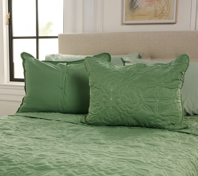 Home Reflections Embroidered Coverlet & Sham Set - Queen — View 2
