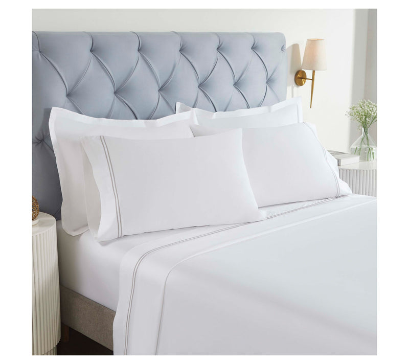 Superior Fieldstone Cotton Embroidered Bed Sheet Set-Queen — View 2