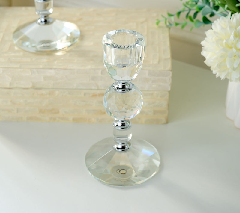 Set of (2) 5.5" Faceted Glass Taper Holders by Valerie — View 4