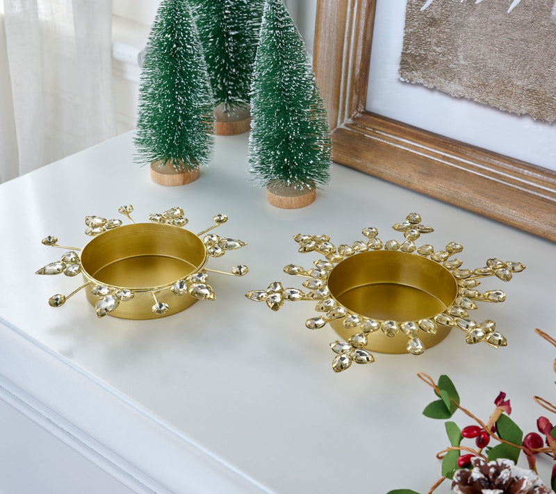 Martha Stewart Set of 2 Crystal Snowflake Candle Holders — Main view
