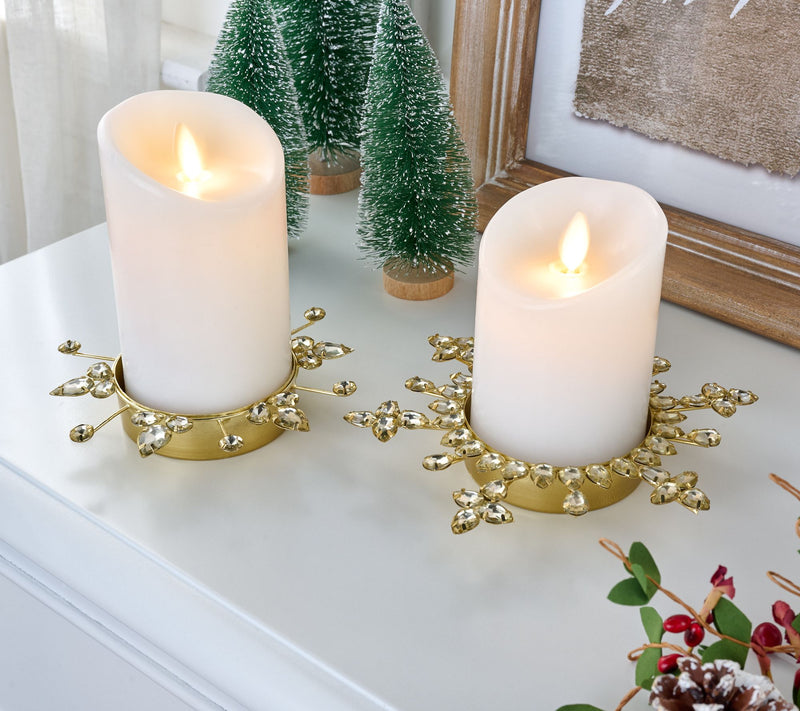 Martha Stewart Set of 2 Crystal Snowflake Candle Holders — View 6
