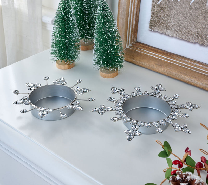 Martha Stewart Set of 2 Crystal Snowflake Candle Holders — View 5