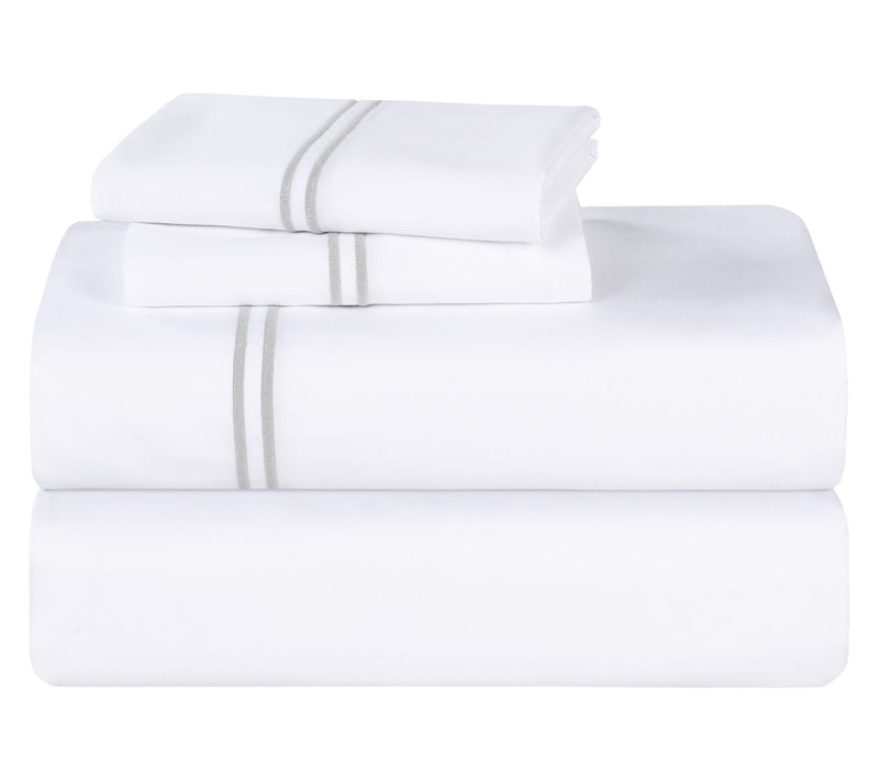 Superior Fieldstone Cotton Embroidered Bed Sheet Set-Cal/King — View 14