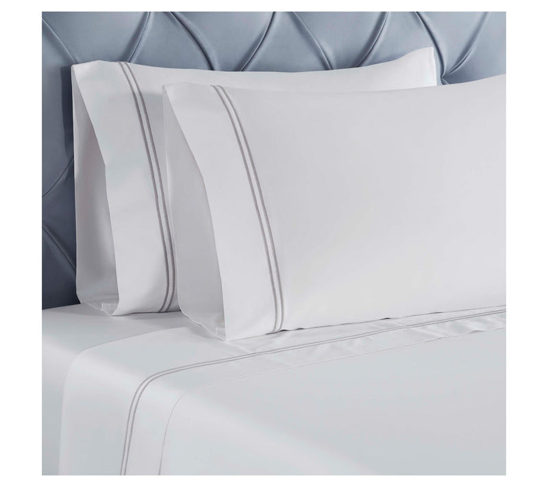 Superior Fieldstone Cotton Embroidered Bed Sheet Set-Full — View 3