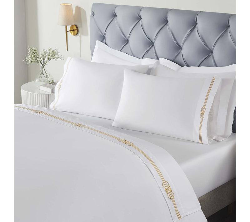 Superior Moonlawn Cotton Gold Embroidered Sheet Set, Twin XL — View 6