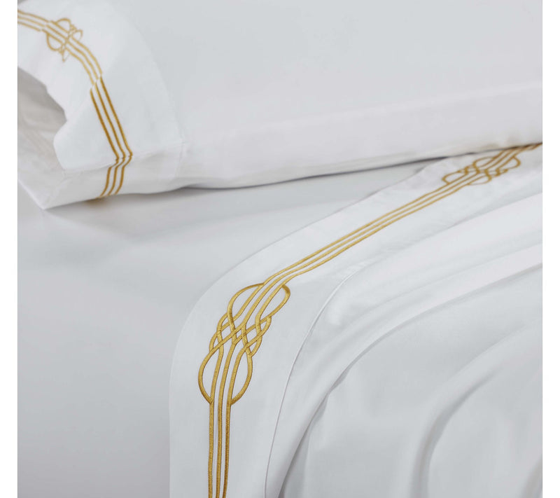 Superior Moonlawn Cotton Gold Embroidered Sheet Set, Twin — View 5