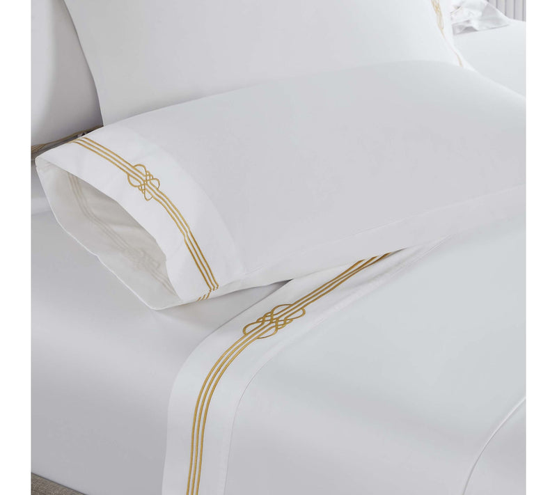 Superior Moonlawn Cotton Gold Embroidered Sheet Set, Twin — View 4