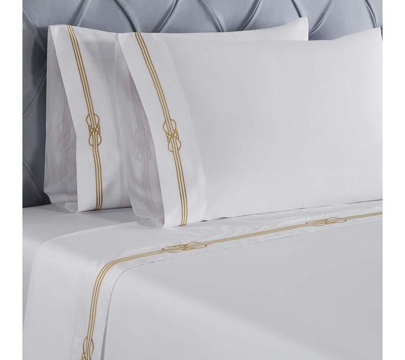 Superior Moonlawn Cotton Gold Embroidered Sheet Set, Twin — View 2