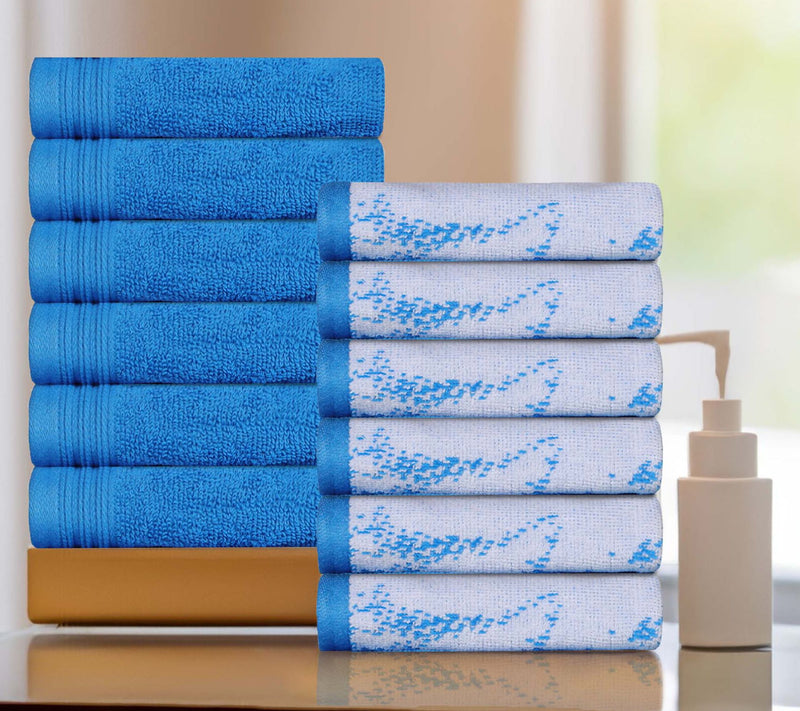 Superior 12 Piece Cotton Solid and Marble FaceTowel Set — View 14