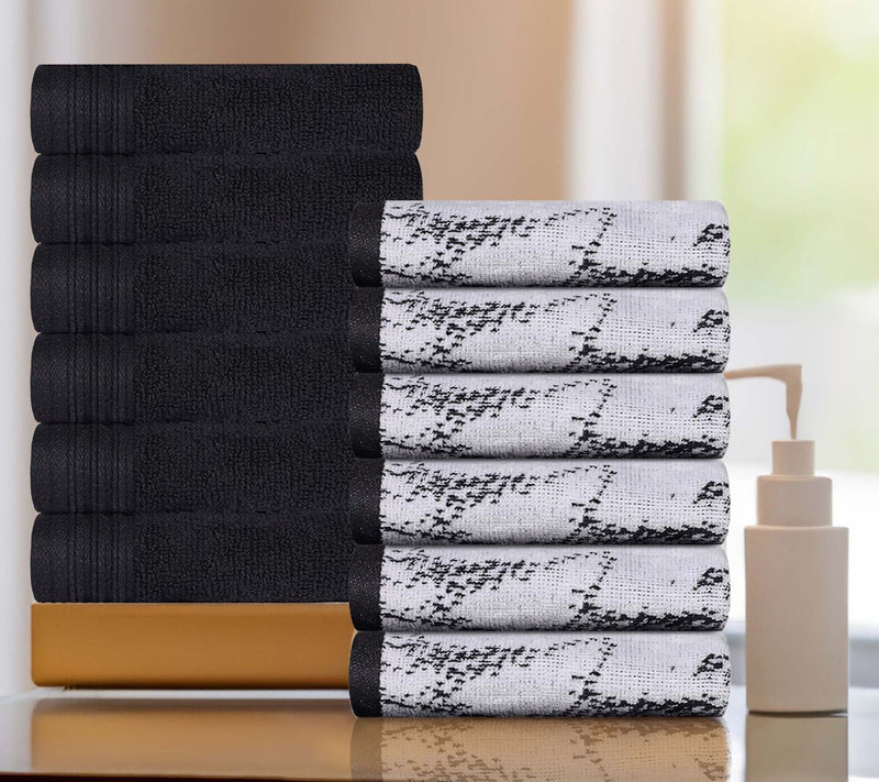 Superior 12 Piece Cotton Solid and Marble FaceTowel Set — View 15