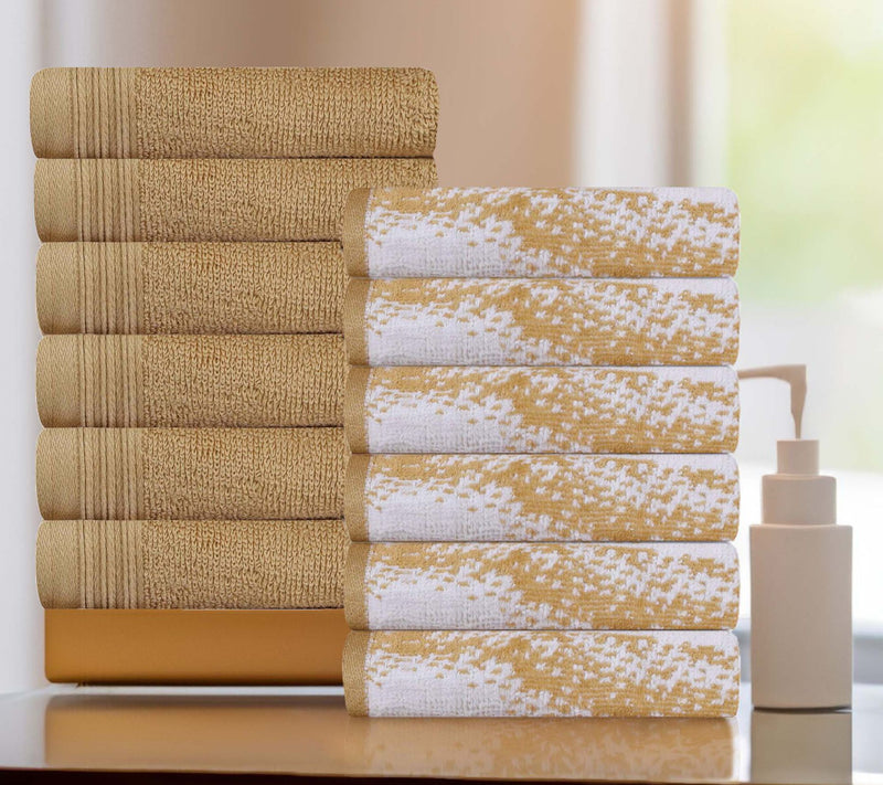 Superior 12 Piece Cotton Solid and Marble FaceTowel Set — View 16