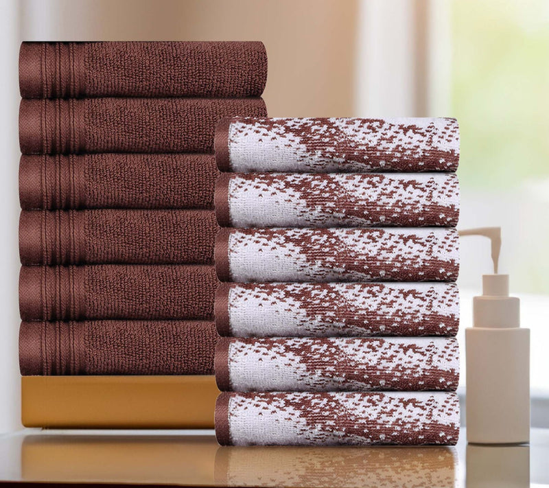 Superior 12 Piece Cotton Solid and Marble FaceTowel Set — View 17