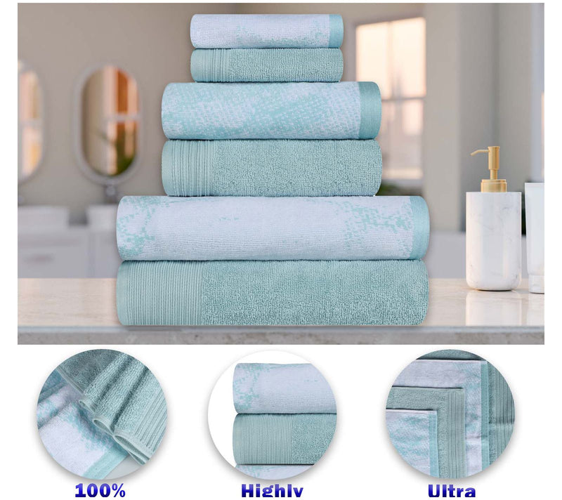 Superior 12 Piece Cotton Solid and Marble FaceTowel Set — View 3