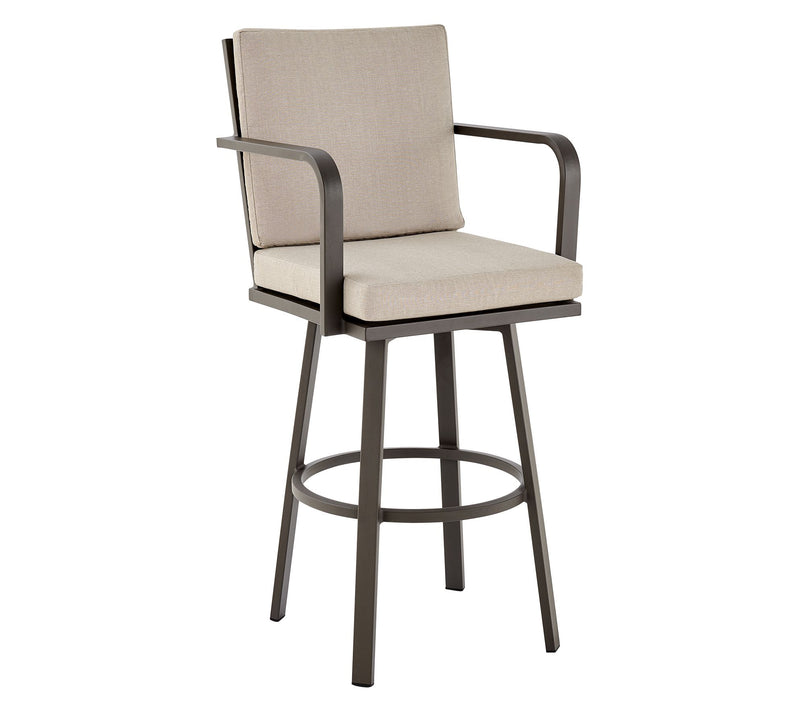 Armen Living Arnauld Patio Swivel Counter/Barstool in Aluminum — View 11