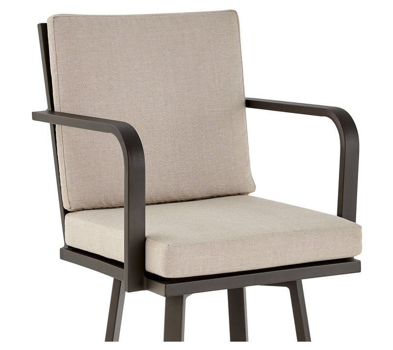 Armen Living Arnauld Patio Swivel Counter/Barstool in Aluminum — View 6