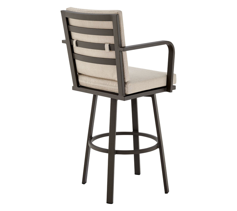 Armen Living Arnauld Patio Swivel Counter/Barstool in Aluminum — View 4