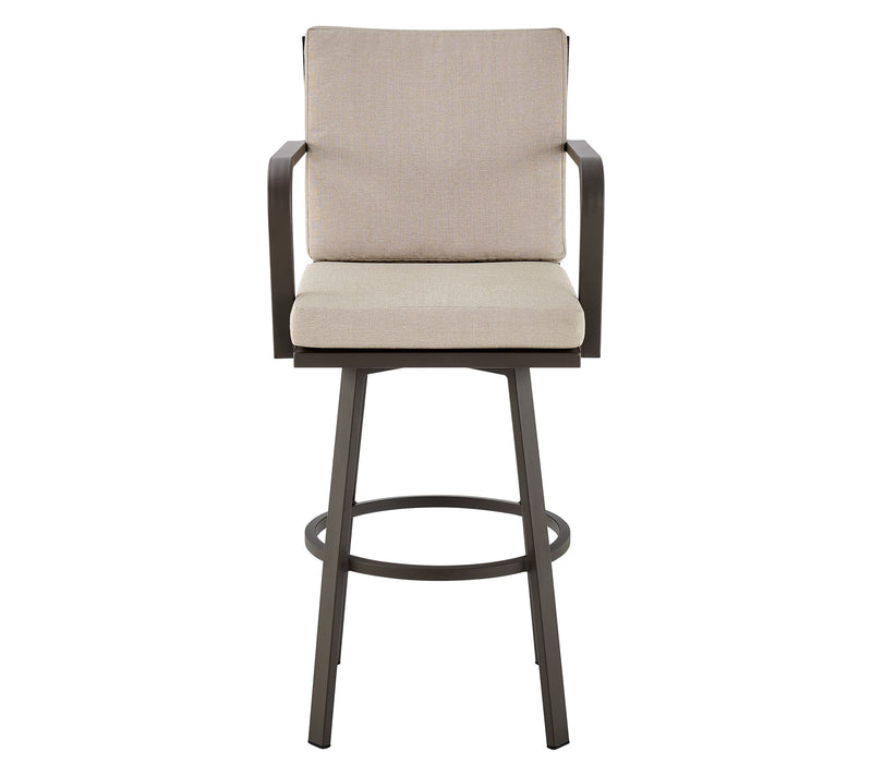 Armen Living Arnauld Patio Swivel Counter/Barstool in Aluminum — View 3