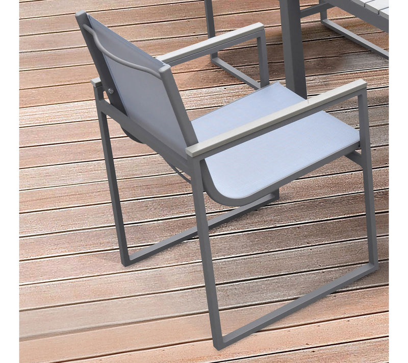 Armen Living Bistro Outdoor Dining Chair in Gray Powder Coated — View 2