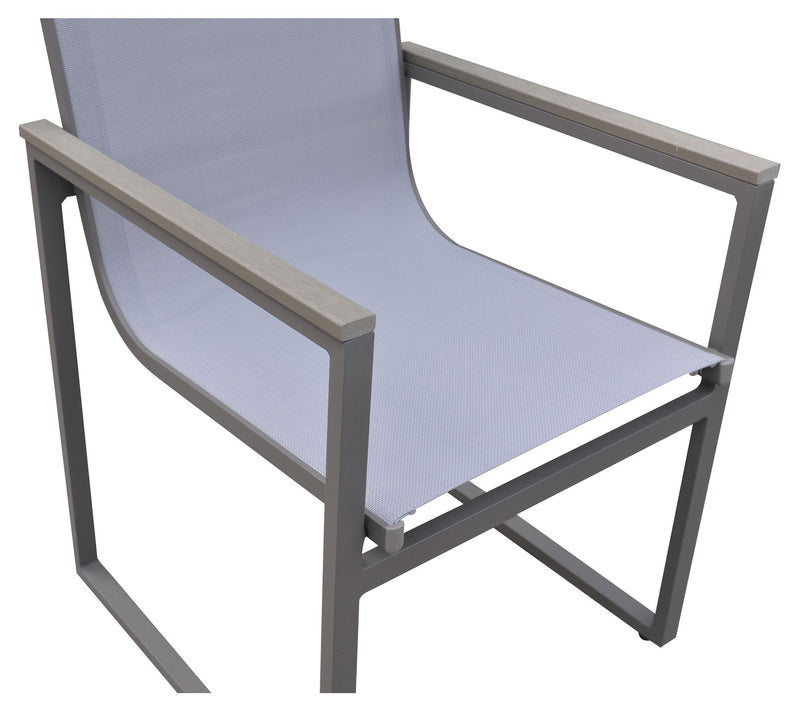 Armen Living Bistro Outdoor Dining Chair in Gray Powder Coated — View 6