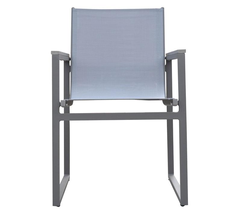 Armen Living Bistro Outdoor Dining Chair in Gray Powder Coated — View 4