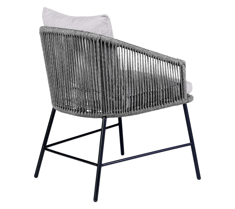 Armen Living Ditas Outdoor Dining Chair in Metal and Gray Rope — View 5