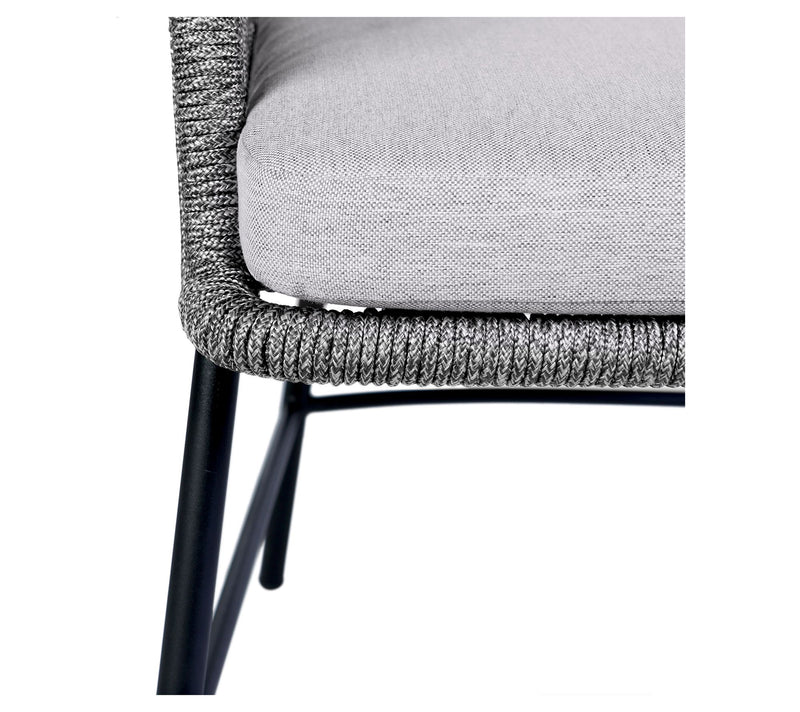 Armen Living Ditas Outdoor Dining Chair in Metal and Gray Rope — View 7