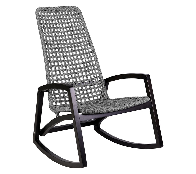 Armen Living Griffin Outdoor Rocking Chair in Wood and Rope — Main view