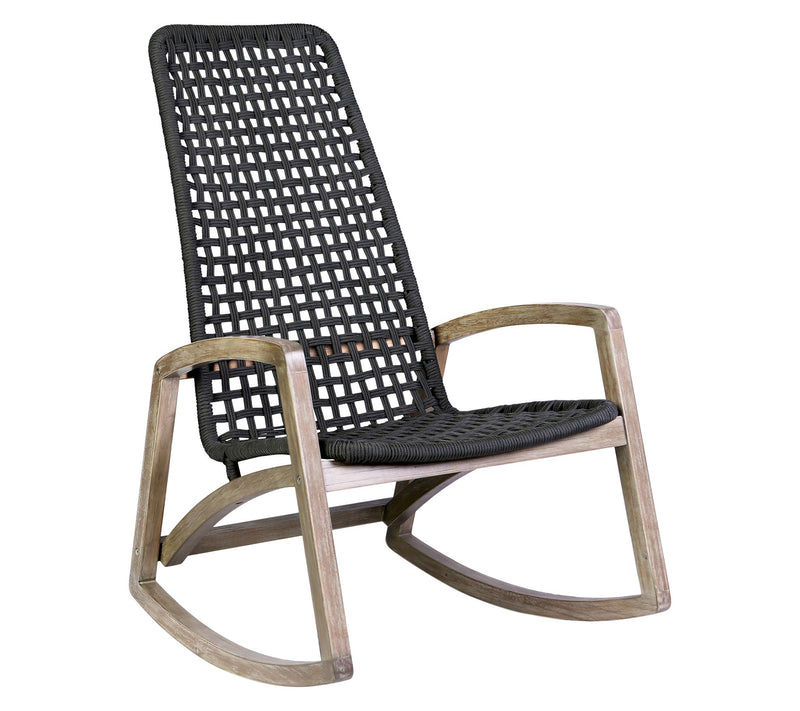 Armen Living Griffin Outdoor Rocking Chair in Wood and Rope — View 11