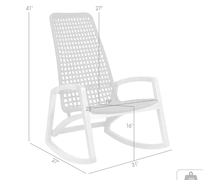 Armen Living Griffin Outdoor Rocking Chair in Wood and Rope — View 8