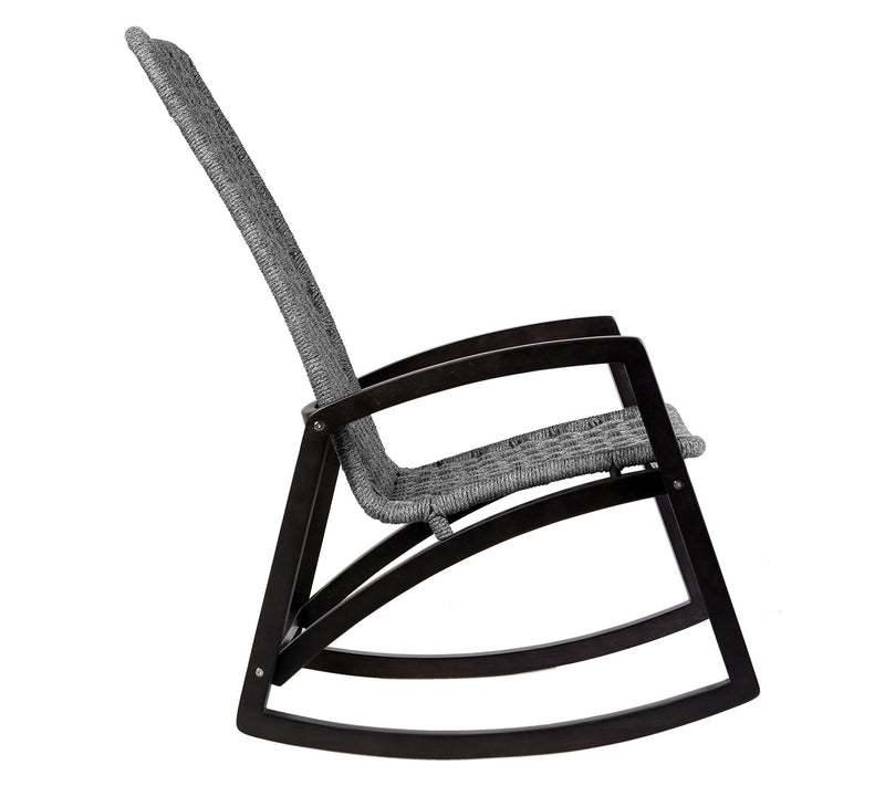 Armen Living Griffin Outdoor Rocking Chair in Wood and Rope — View 4