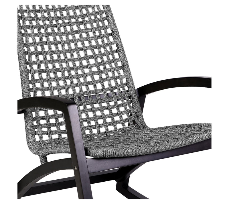Armen Living Griffin Outdoor Rocking Chair in Wood and Rope — View 6