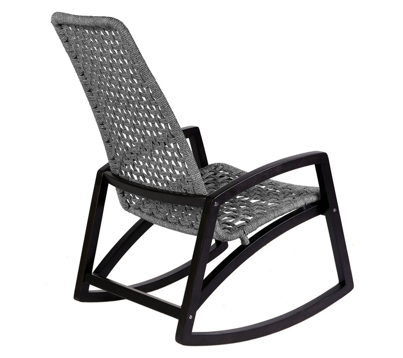 Armen Living Griffin Outdoor Rocking Chair in Wood and Rope — View 5