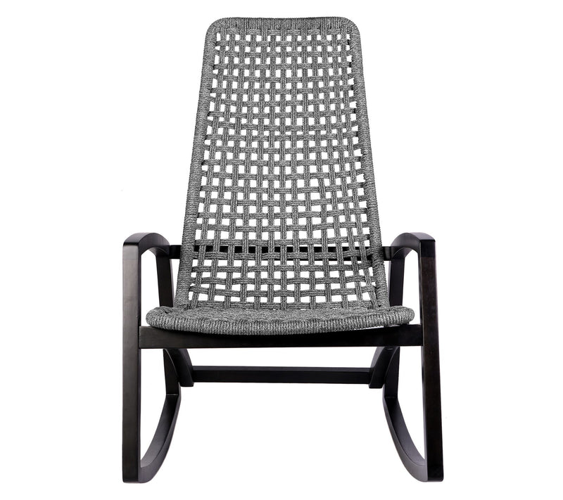 Armen Living Griffin Outdoor Rocking Chair in Wood and Rope — View 3