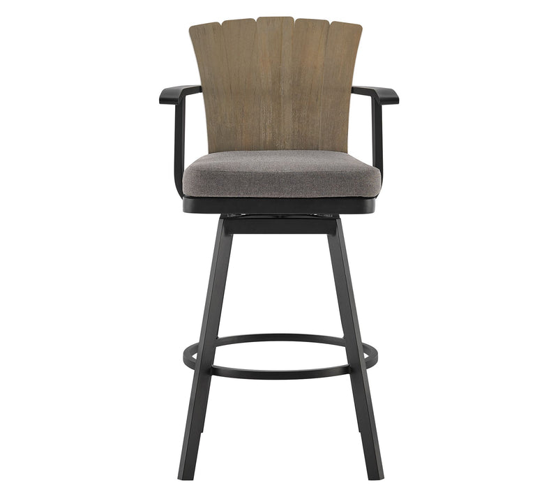 Armen Living Hazel Outdoor Swivel Counter/Barstool in Aluminum — View 3