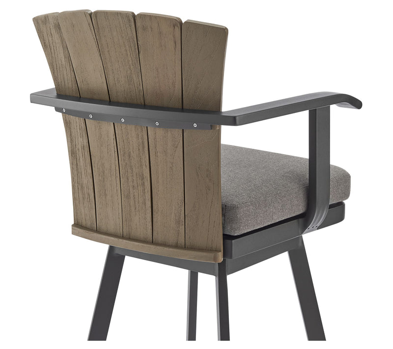 Armen Living Hazel Outdoor Swivel Counter/Barstool in Aluminum — View 6