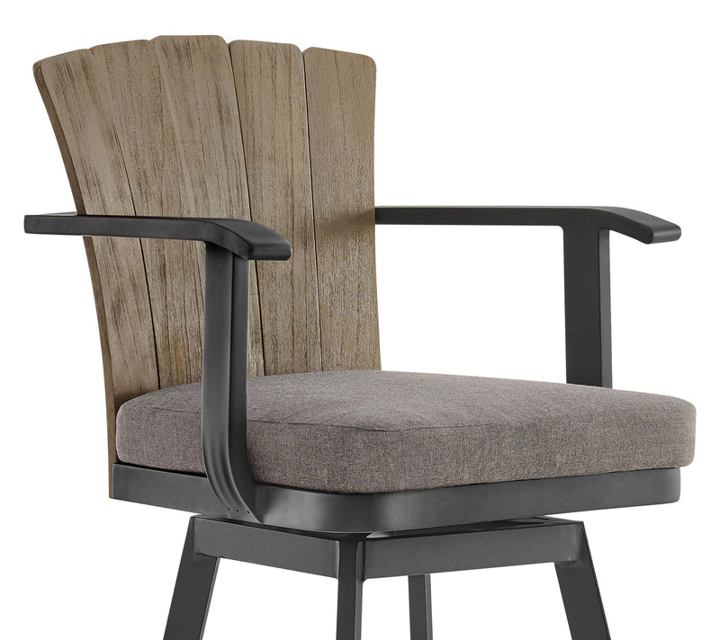 Armen Living Hazel Outdoor Swivel Counter/Barstool in Aluminum — View 5