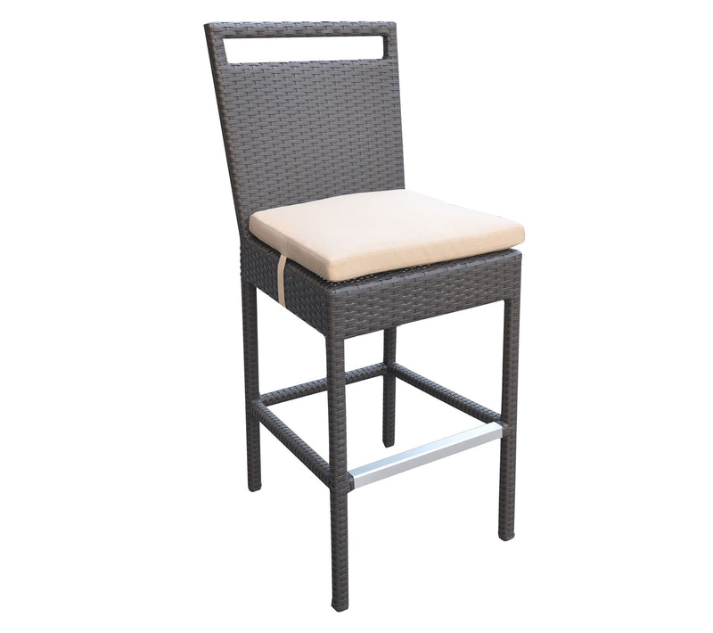 Armen Living Tropez Outdoor Wicker Barstool inFabric Cushions — Main view