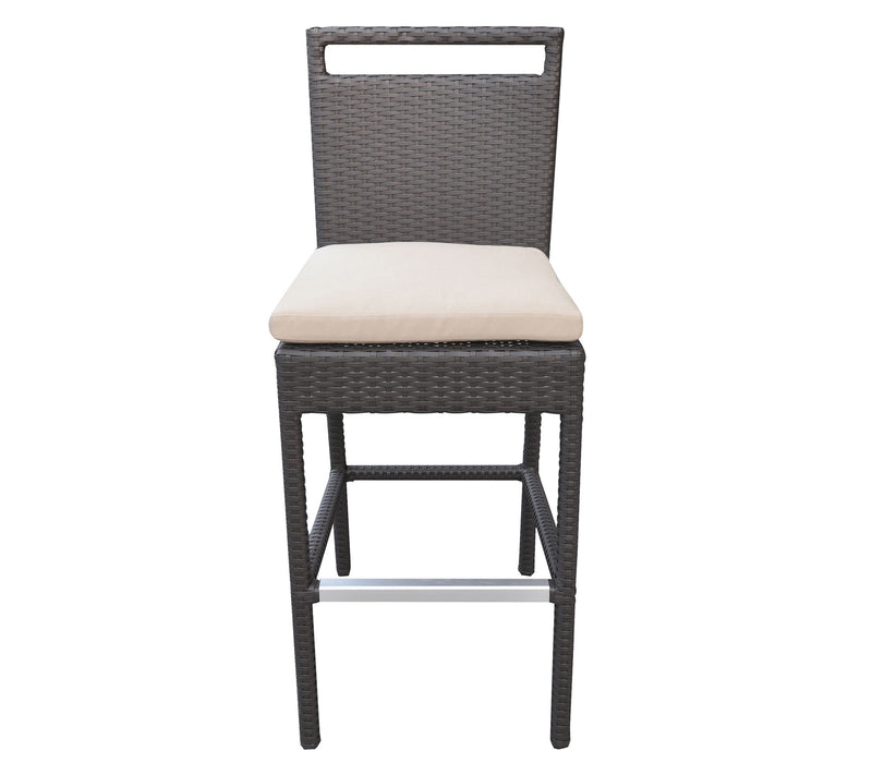 Armen Living Tropez Outdoor Wicker Barstool inFabric Cushions — View 2