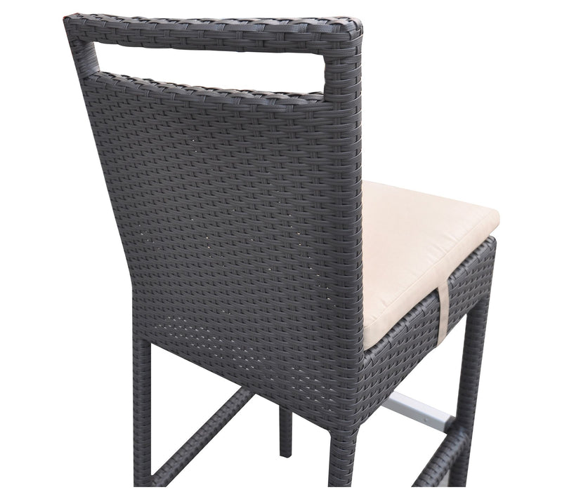 Armen Living Tropez Outdoor Wicker Barstool inFabric Cushions — View 6