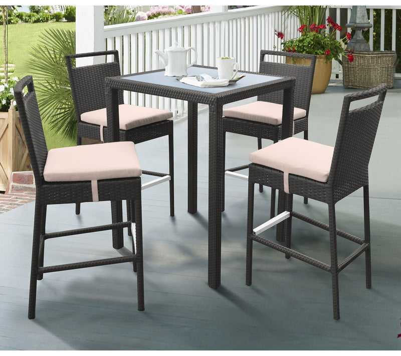 Armen Living Tropez Outdoor Wicker Barstool inFabric Cushions — View 8