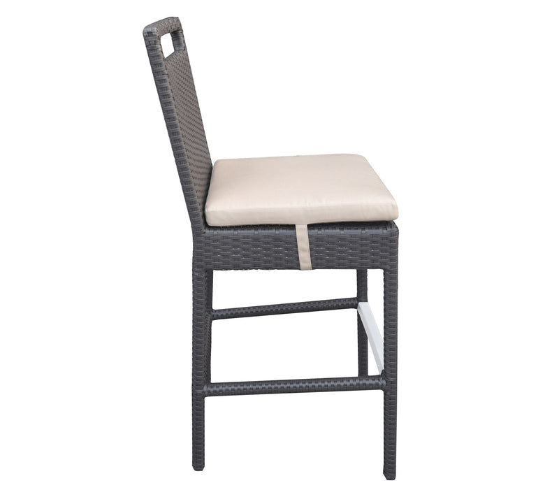 Armen Living Tropez Outdoor Wicker Barstool inFabric Cushions — View 3