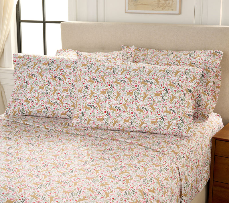 Home Reflections Double Brushed 6pc Holiday Sheets — Main view