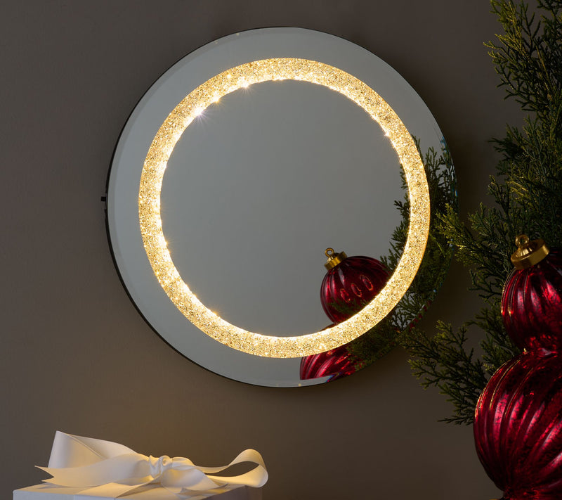 14" Illuminated Round Beveled Mirror by Valerie — View 3