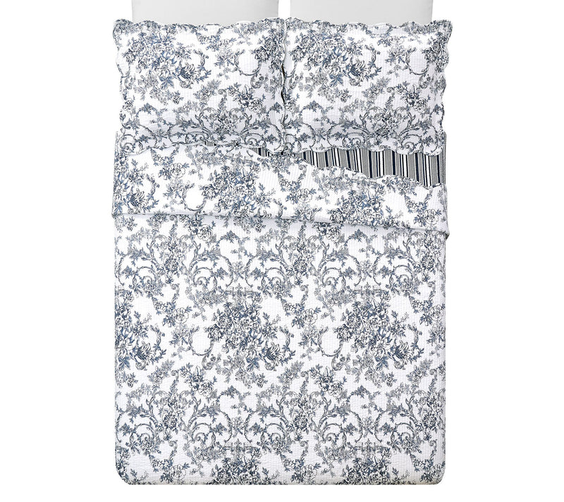 Modern Heirloom Garden Toile Reversible 3-PC King Quilt Set — View 3
