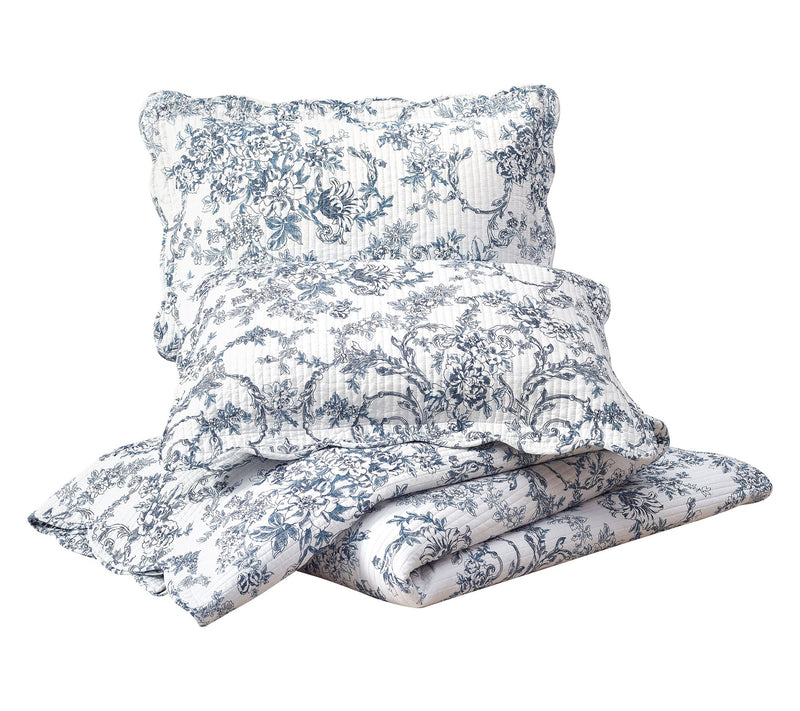 Modern Heirloom Garden Toile Reversible 3-PC King Quilt Set — View 4